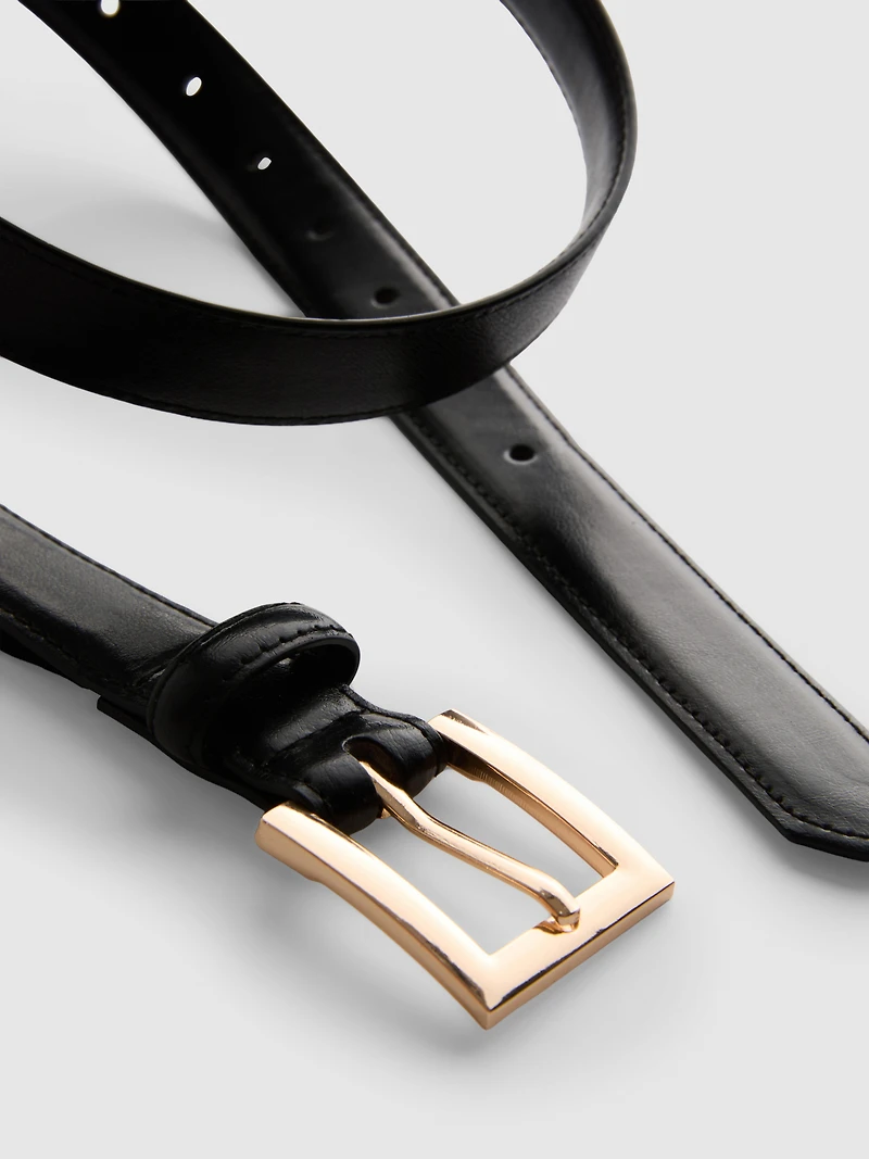 Square Buckle Skinny Belt