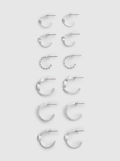 6pk Rhinestone Hoop Earrings