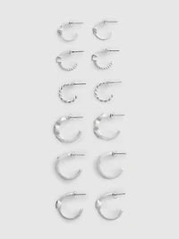 6pk Rhinestone Hoop Earrings