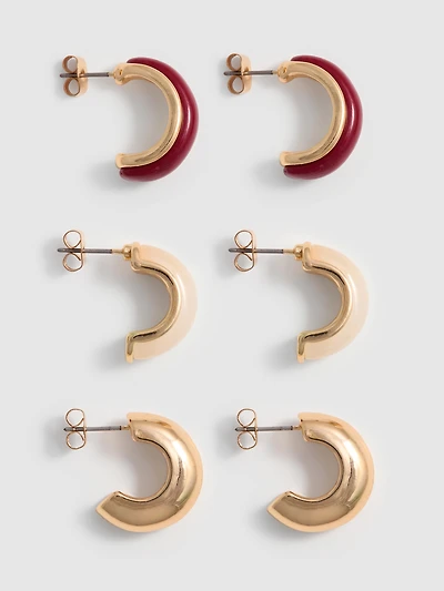 3-Pack Chunky Hoop Earrings