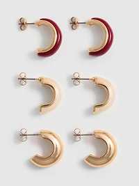 3-Pack Chunky Hoop Earrings