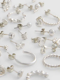 15pk Silver-Tone Mixed Earrings