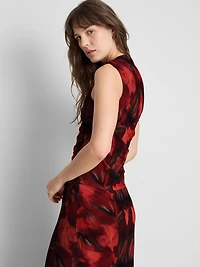 High-Neck Floral Mesh Tank Top