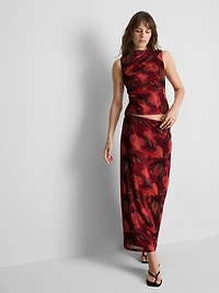 Floral Mesh Maxi Skirt