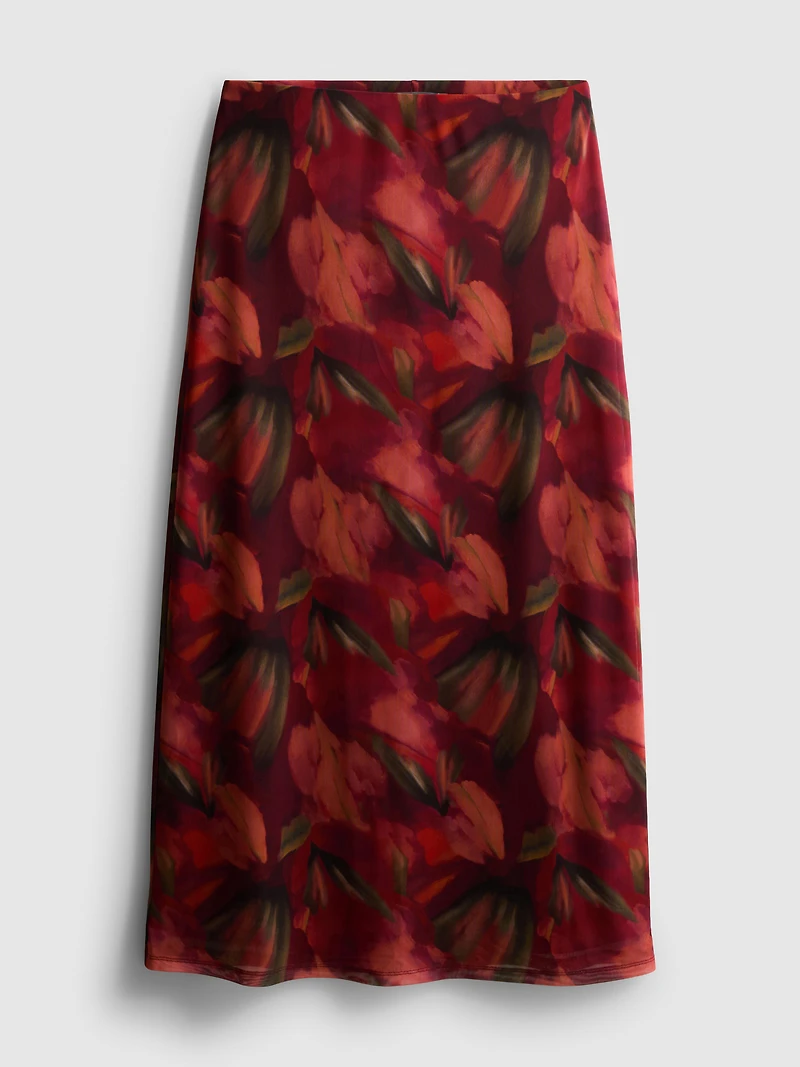 Floral Mesh Maxi Skirt