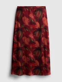 Floral Mesh Maxi Skirt