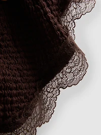 Textured Asymmetrical Lace-Trim Top