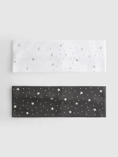 2pk Star-Embellished Wide Headbands