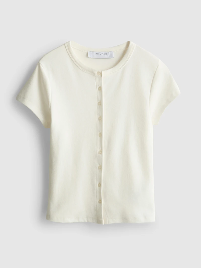 Cotton Rich Button-Up T-Shirt