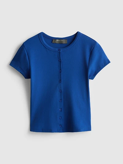 Cotton Rich Button-Up T-Shirt