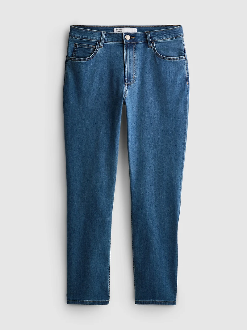 Mid Rise Straight Leg Jeans