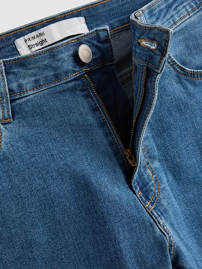 Mid Rise Straight Leg Jeans