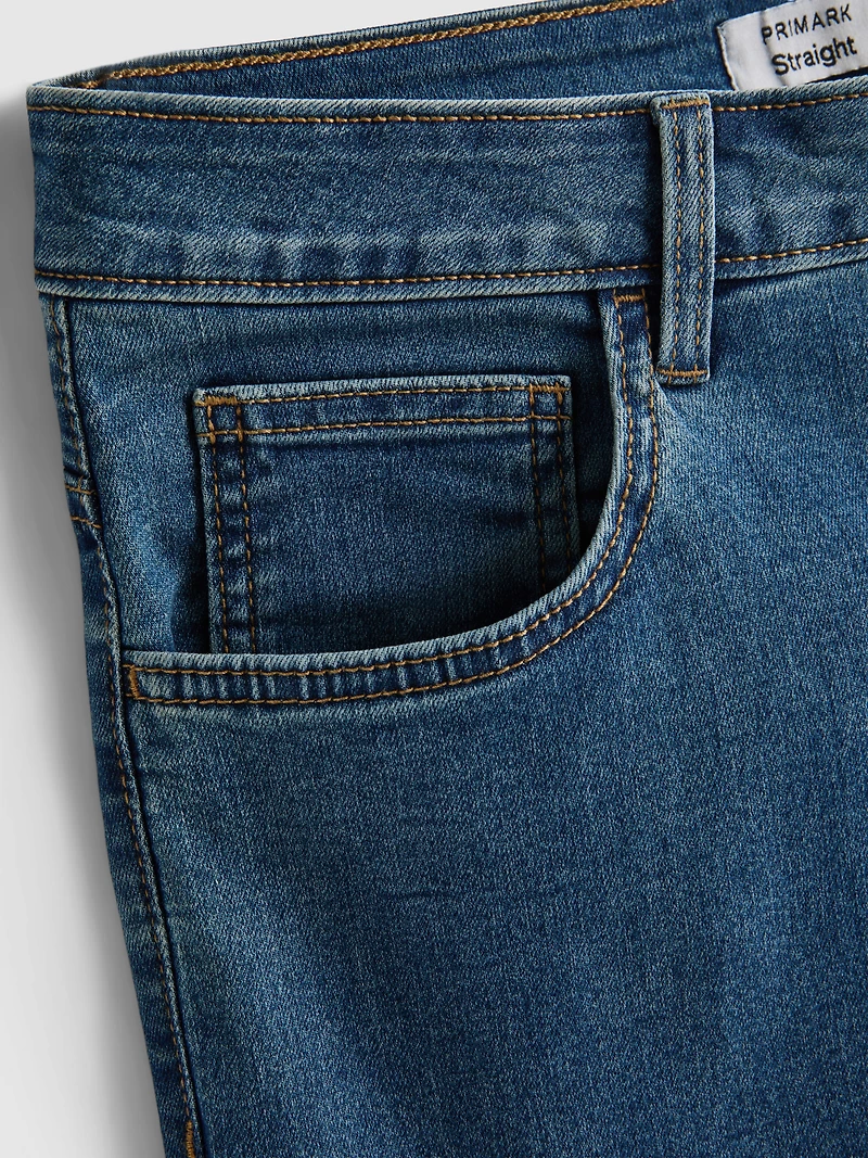 Mid Rise Straight Leg Jeans