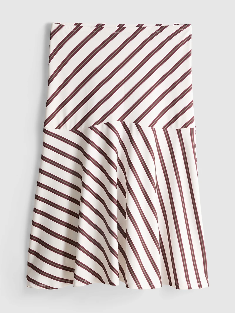 Stripe Asymmetric Midi Skirt