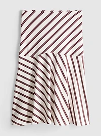 Stripe Asymmetric Midi Skirt
