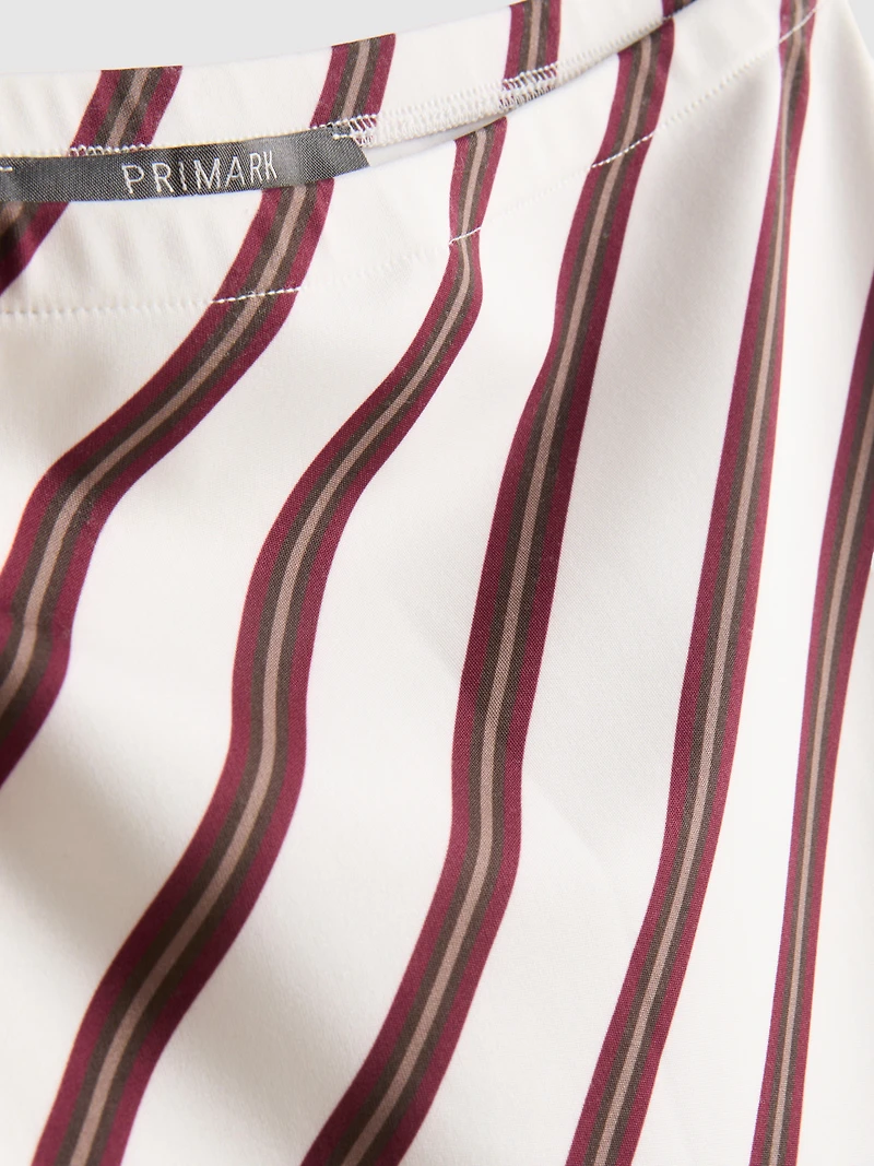 Stripe Asymmetric Midi Skirt
