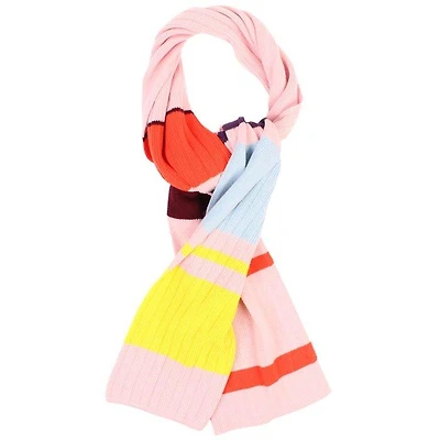 Women's Ribbed Cashmere Colourblock Logo Scarf