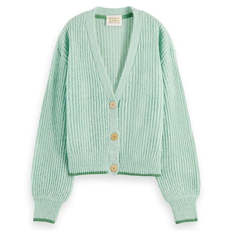 Women's Fuzzy Knit Boxy Cardigan
