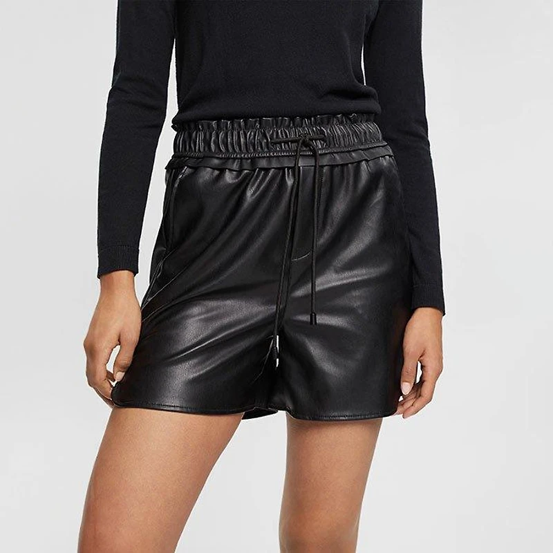Women's High Rise Faux Leather Short