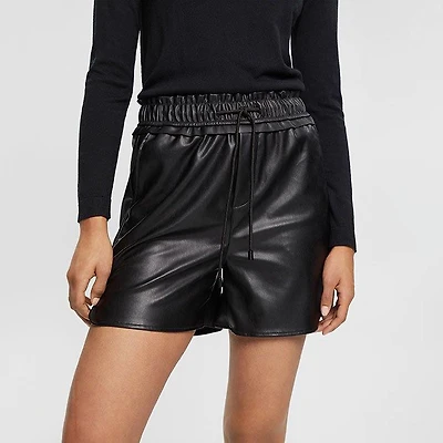 Women's High Rise Faux Leather Short