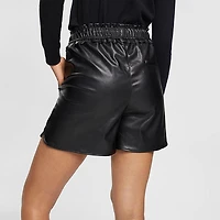 Women's High Rise Faux Leather Short