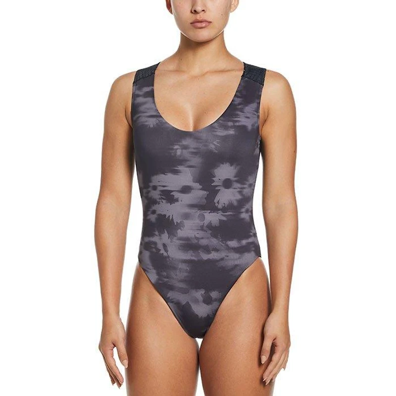 Women's Floral Fade Keyhole Back One-Piece Swimsuit