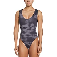 Women's Floral Fade Keyhole Back One-Piece Swimsuit