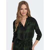 Women's Woven Checked Shirt Dress