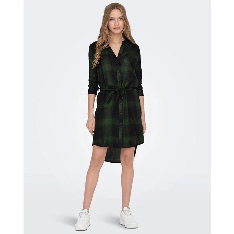 Women's Woven Checked Shirt Dress