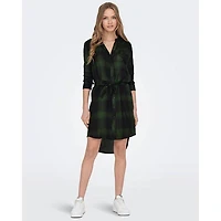 Women's Woven Checked Shirt Dress