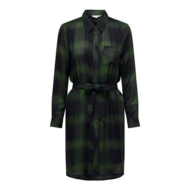 Women's Woven Checked Shirt Dress