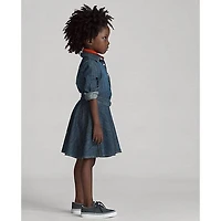 Girls' [5-6X] Belted Cotton Denim Shirt Dress