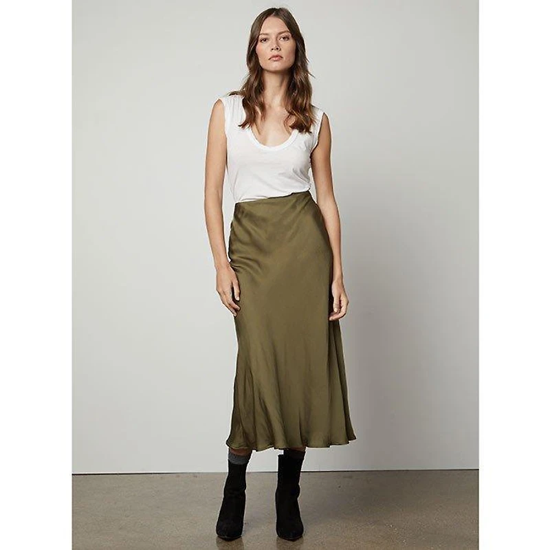 Women's Aubree Satin Midi Skirt