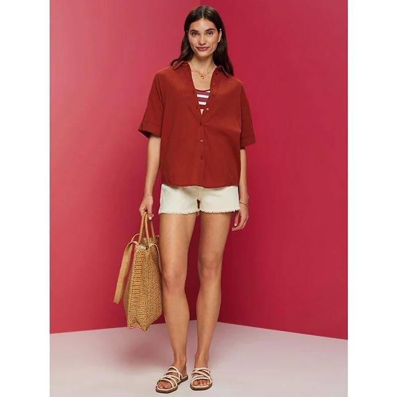 Women's Oversized Crinkle Shirt Blouse