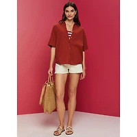 Women's Oversized Crinkle Shirt Blouse
