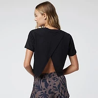 Women's Short Sleeve Feather Cross Back Top