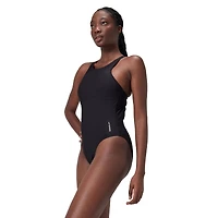 Women's Solid High Neck One-Piece Swimsuit