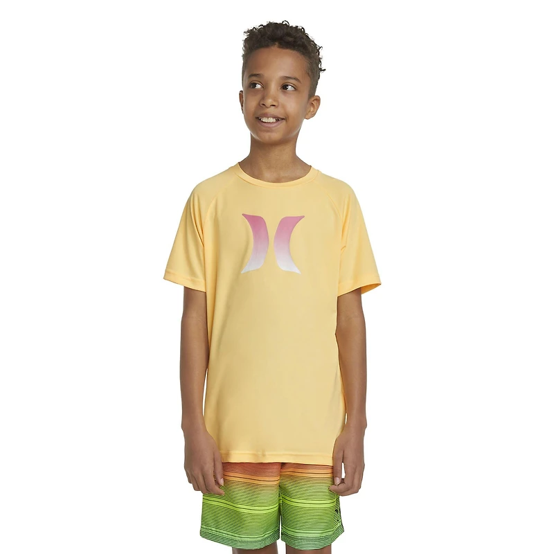 Junior Boys' [8-16] UPF Ombre Logo Short Sleeve Rashguard