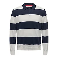 Men's Stripe Knit Long Sleeve Polo