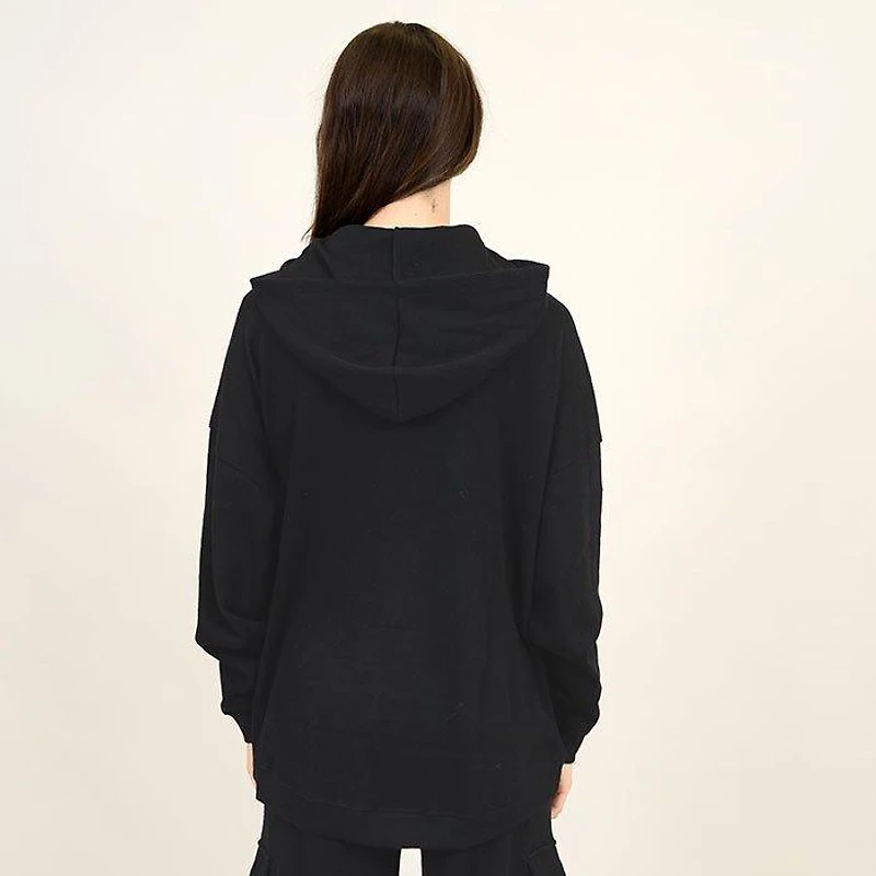 Women's Waffle Hooded Long Sleeve Top