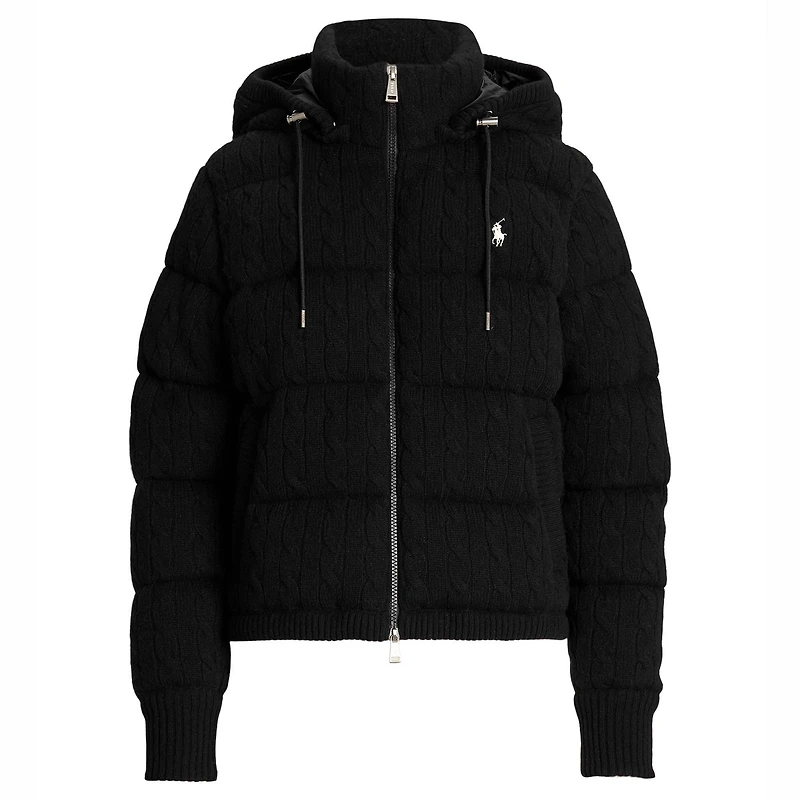 Women's Cable-Knit Hooded Down Jacket