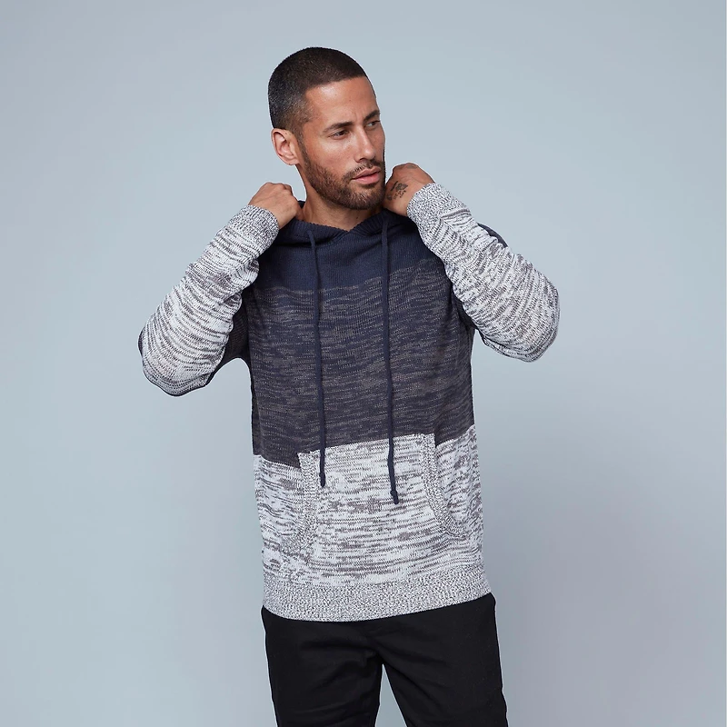 Men's Colourblock Hooded Knit Sweater