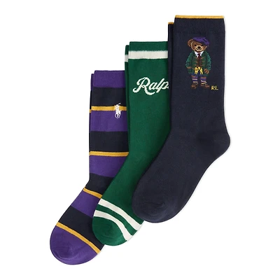Junior Girls' [7-16] Polo Bear Crew Sock (3 Pack)
