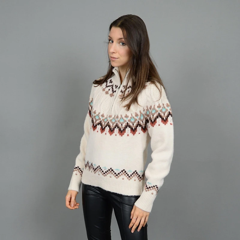 Women's Fair Isle Knit Half-Zip Sweater