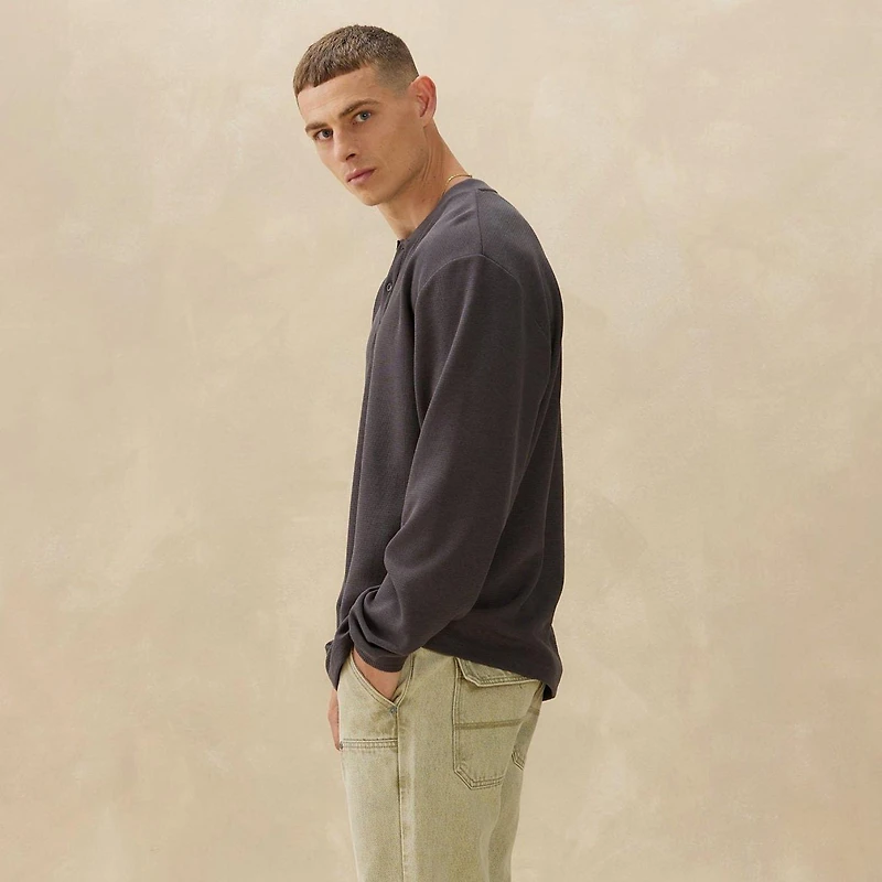 Men's Long Sleeve Thermal Henley Top