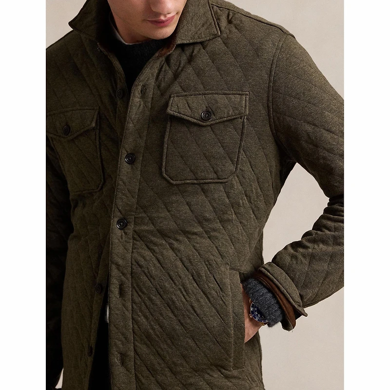 Men's Quilted Double-Knit Jersey Shirt Jacket