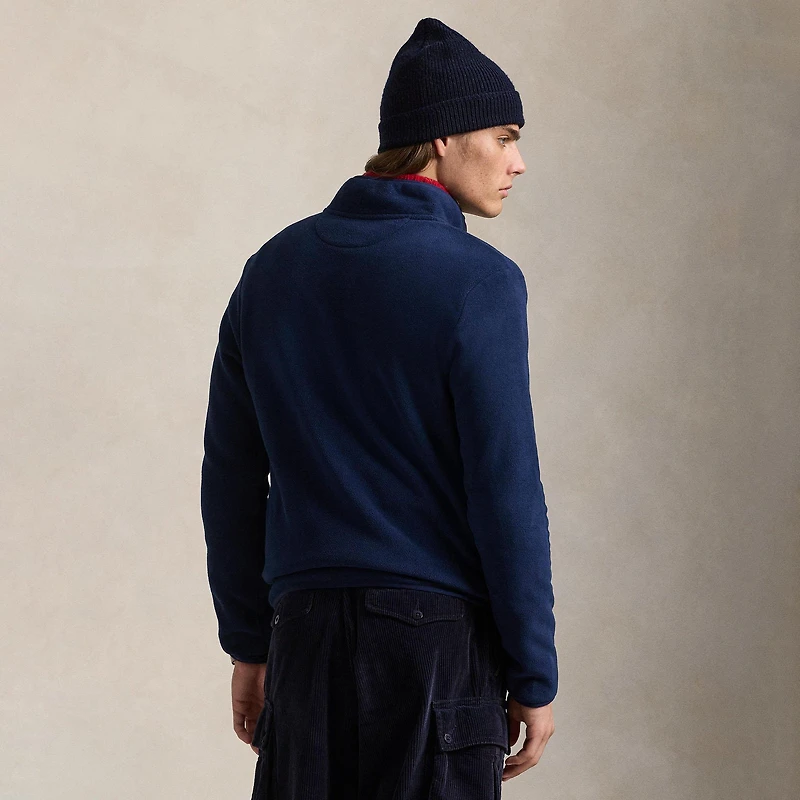 Men's Skier-Print Brushed Fleece Pullover Top