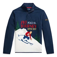 Men's Skier-Print Brushed Fleece Pullover Top