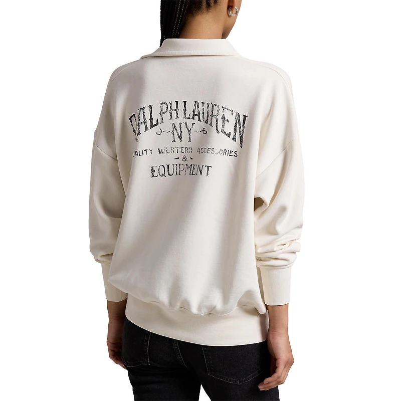 Women's Graphic Fleece Quarter-Placket Pullover Sweatshirt