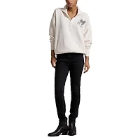 Women's Graphic Fleece Quarter-Placket Pullover Sweatshirt